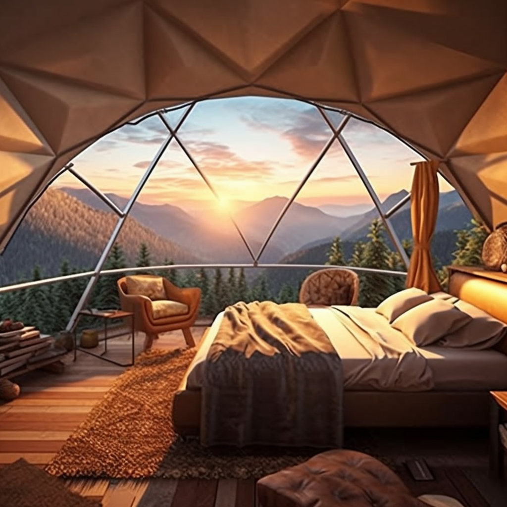 Cinematic Glamping Dome Amidst Mountain Valley - Gallery S 250
