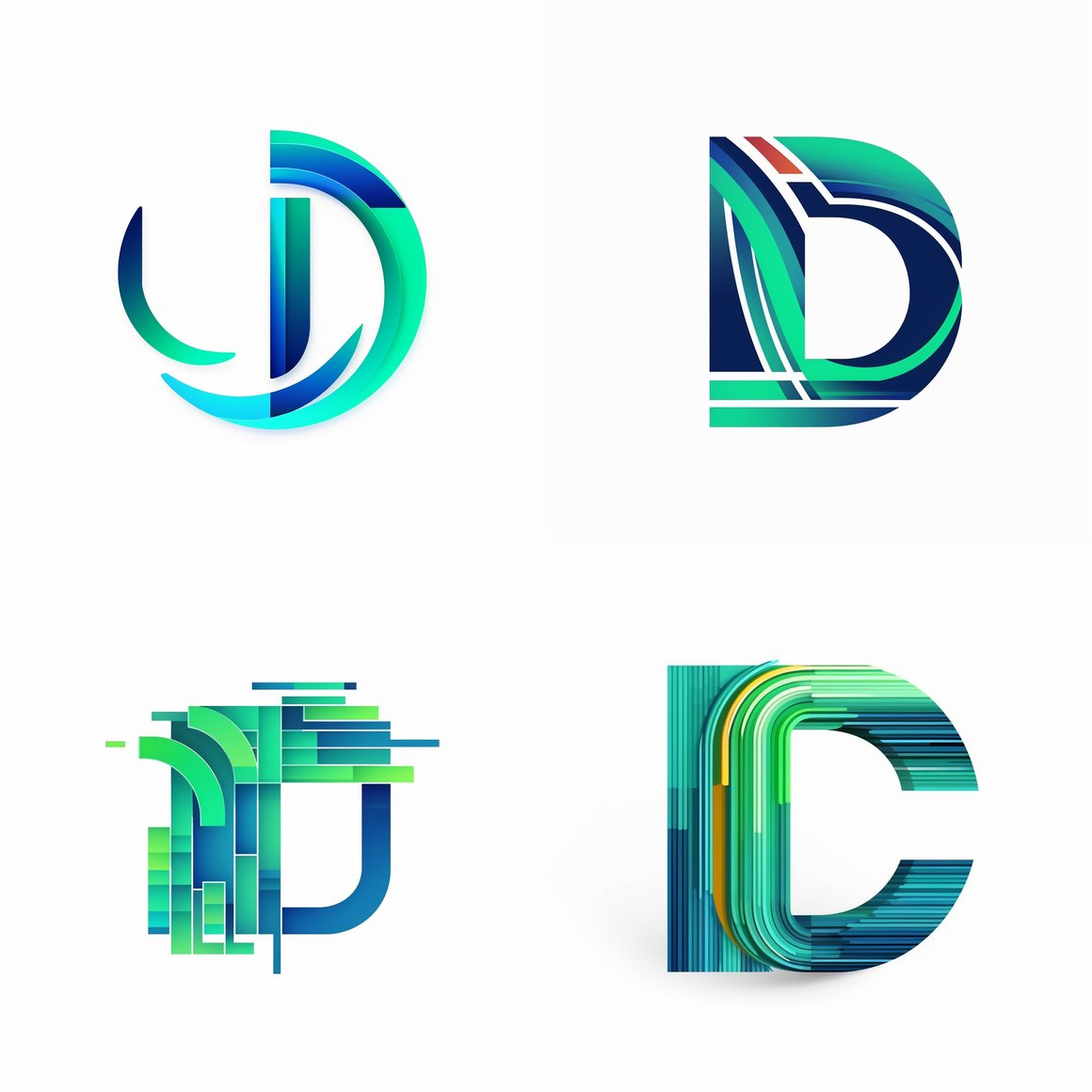 Artistic Minimalistic Vector D Logo Mid-Journey