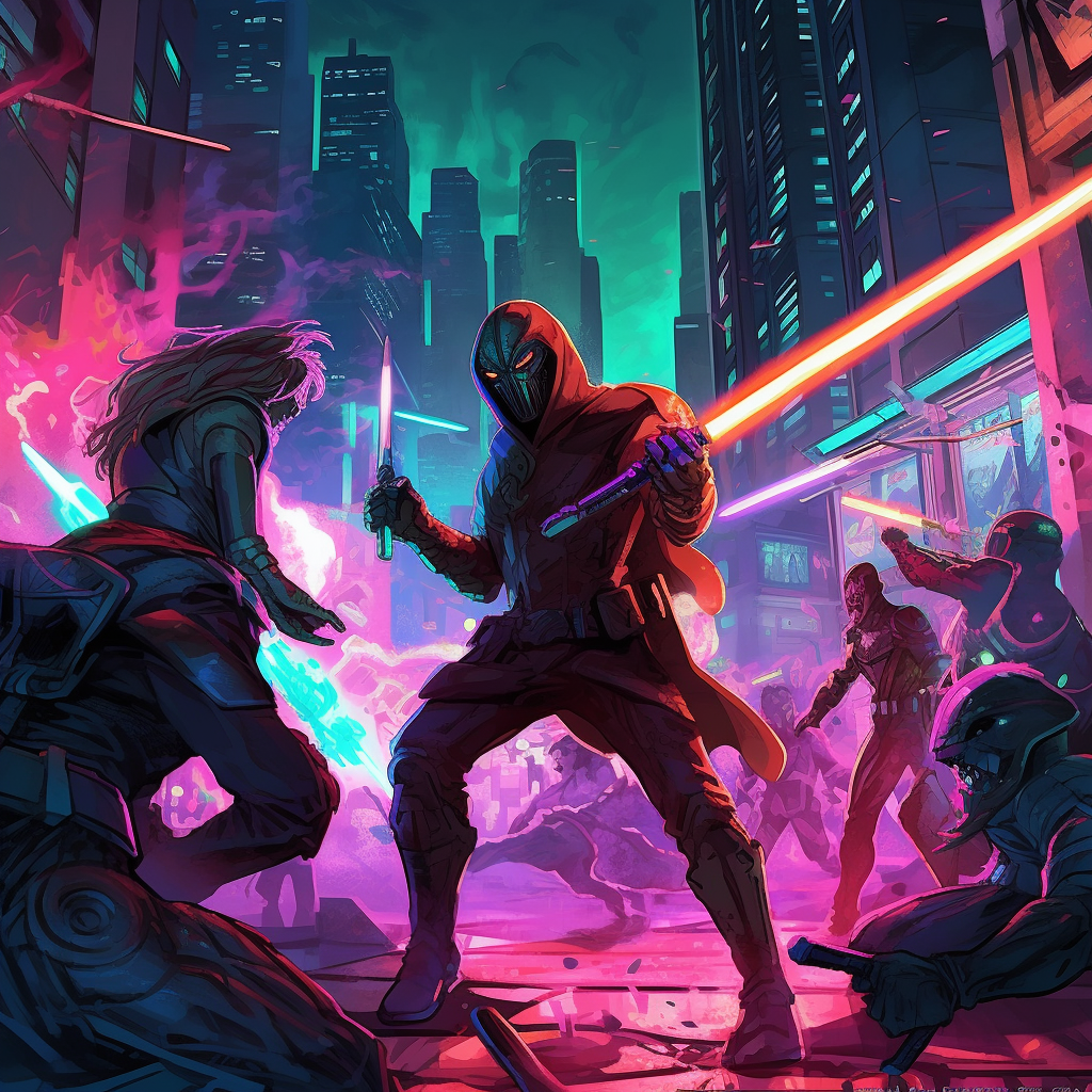 Neon Clash: A Jedi's Battle in the Futuristic Underworld