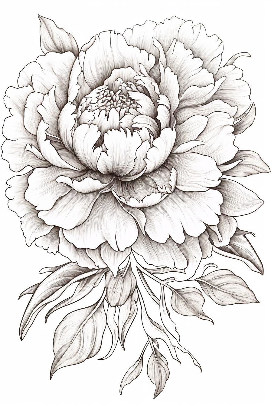 Fine Line Art Coloring Page for Adults