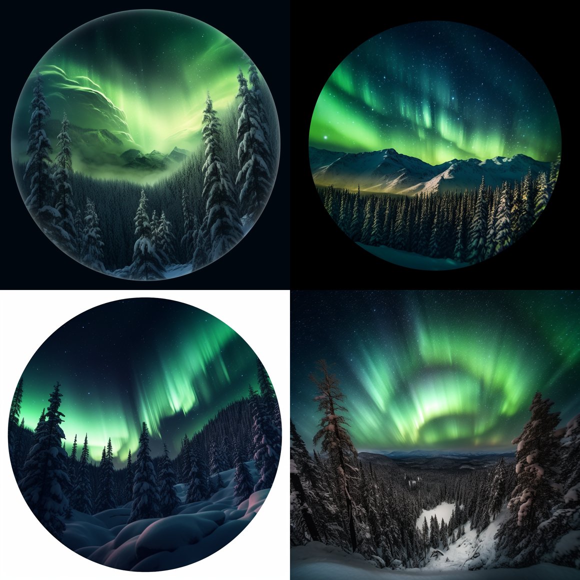 Midnight Aurora Borealis Spectacle: A Treetop View in 8K