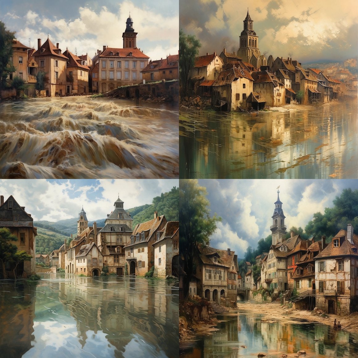 Submerged Secrets: A French Townscape
