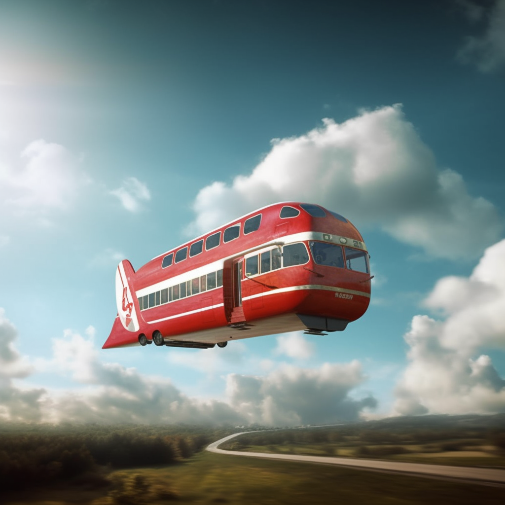 Imagination Takes Flight: Photo of Flying Double Decker Bus