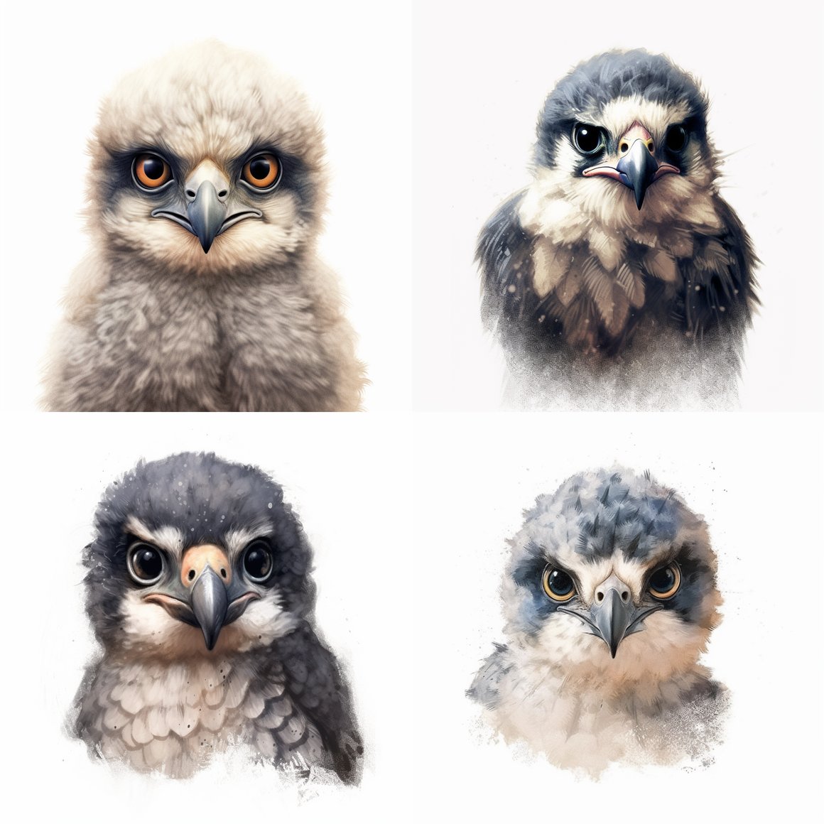 Detailed Illustration of a Grumpy Peregrine Falcon Chick