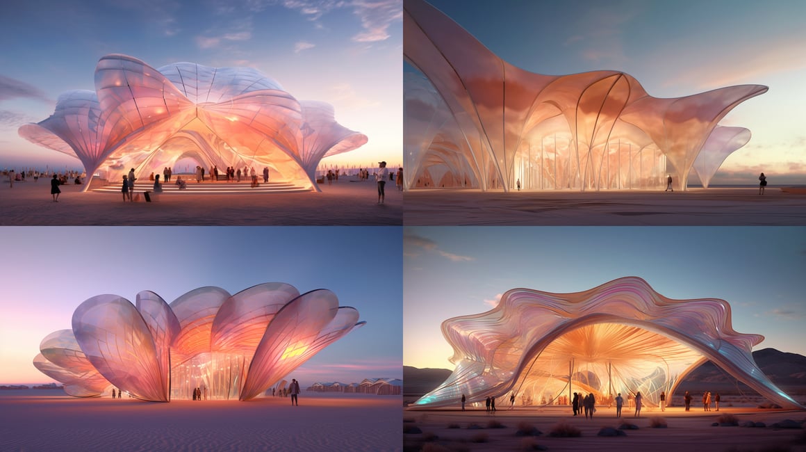 A Transparent Architectural Odyssey at Sunset