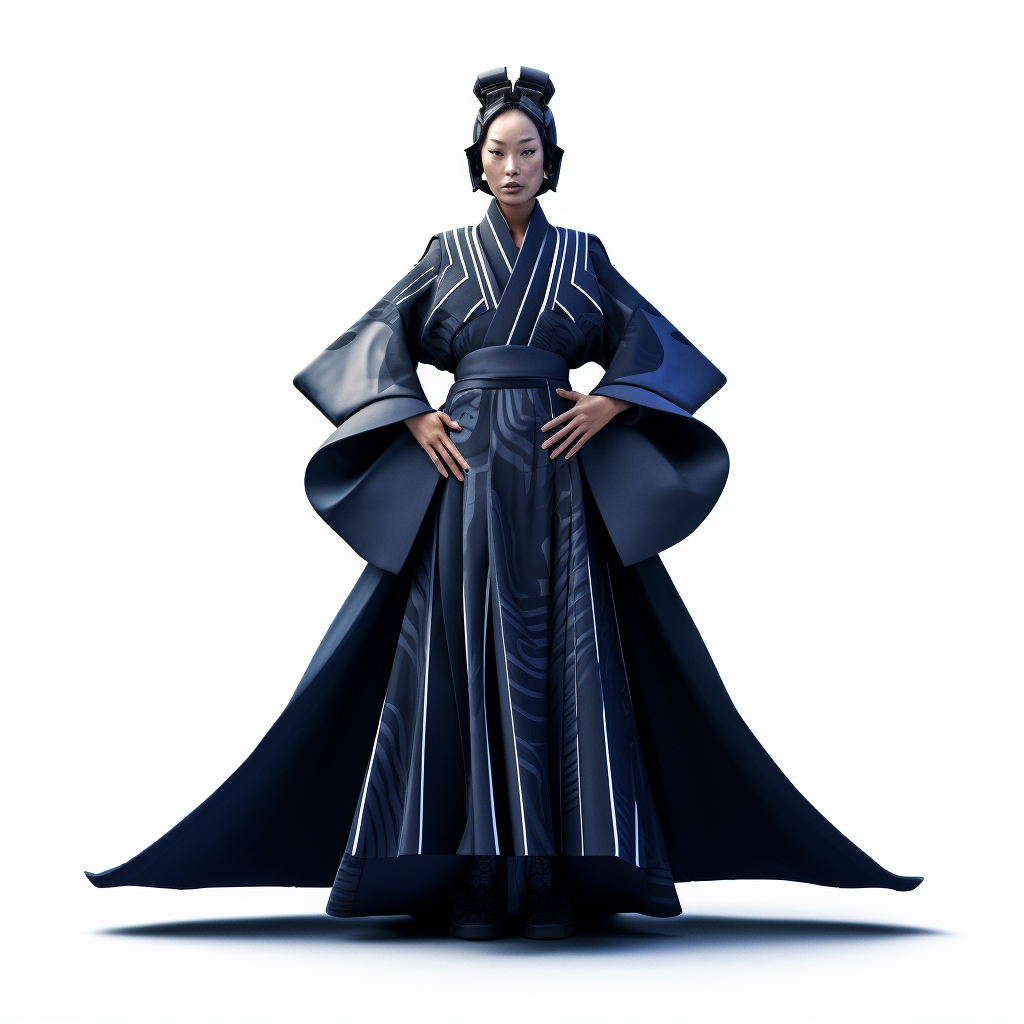 8K Hyperrealistic Portrait of a Japanese Woman in a Modernized Kimono