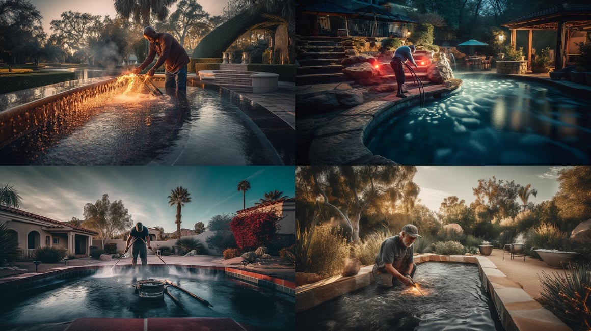 Cinematic Poolside Grandeur in High Definition