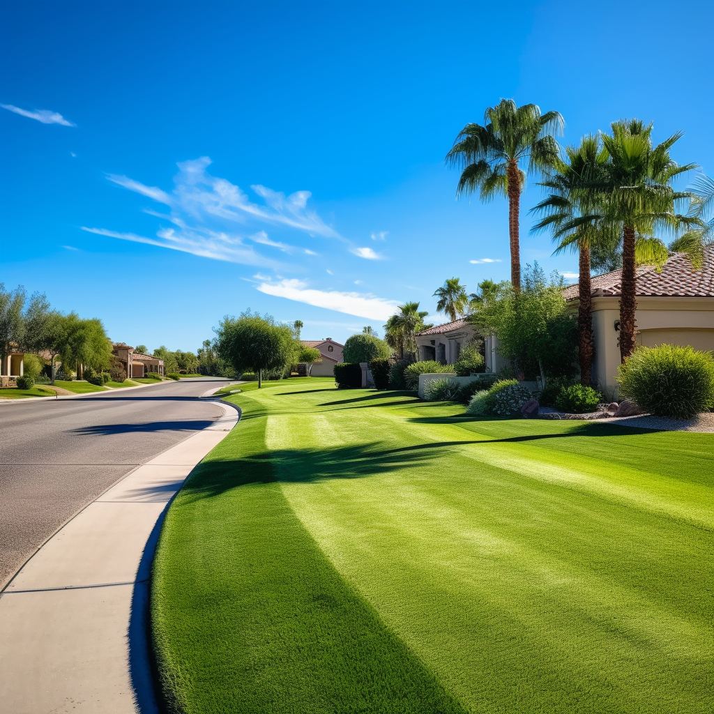 Suburban Golf Course Tranquility: Midday Journey View