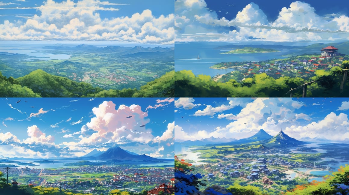 Summer Vista: Hand-Drawn Japanese Landscape