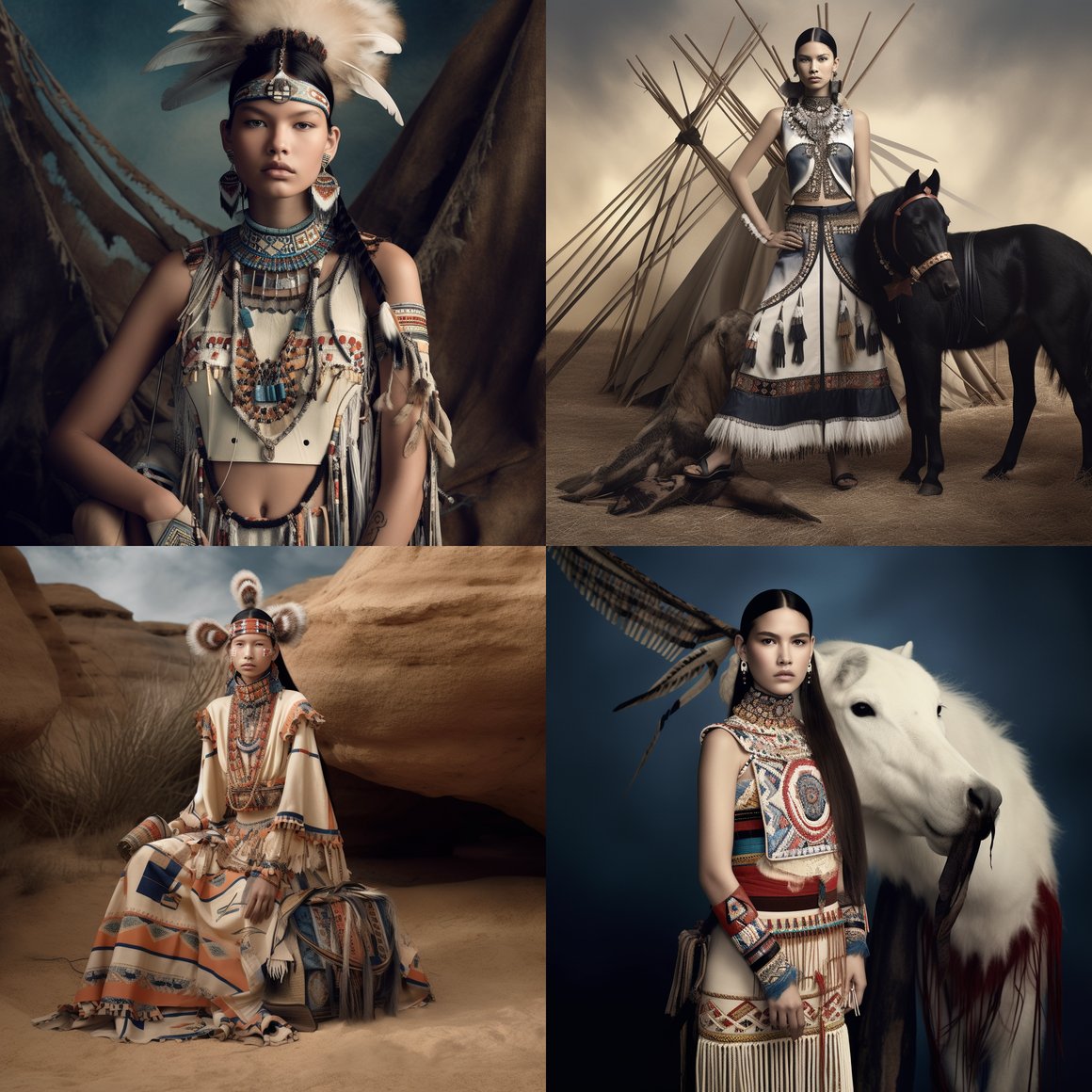 Summer Editorial Photoshoot of Dior’s High Fashion Collection Inspired by Ancient Native American Tradition v5