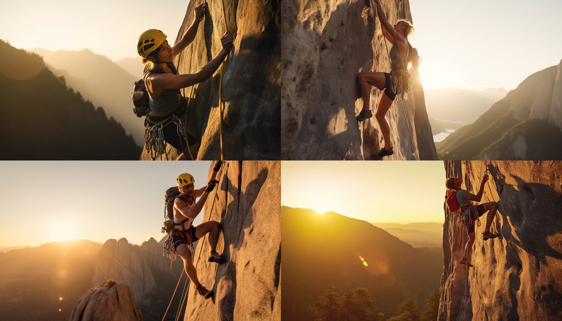 Climber's Golden Hour Ascent