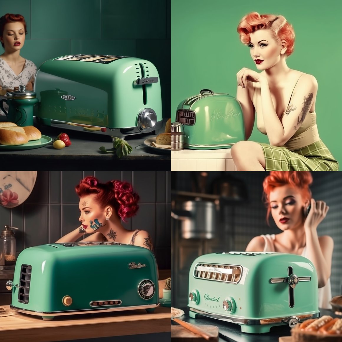 Retro Style Green Toaster Mid-Journey