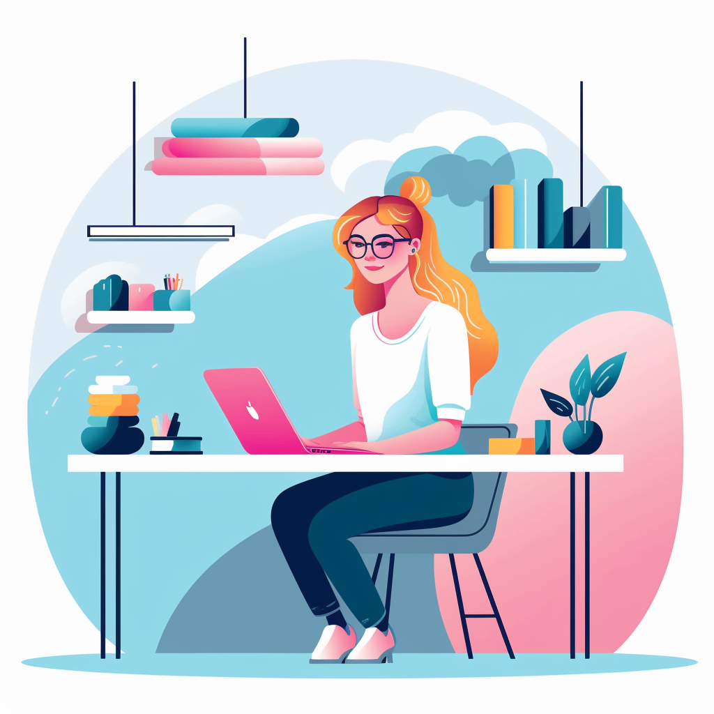 A Stylized Illustration of a Modern Woman at Work