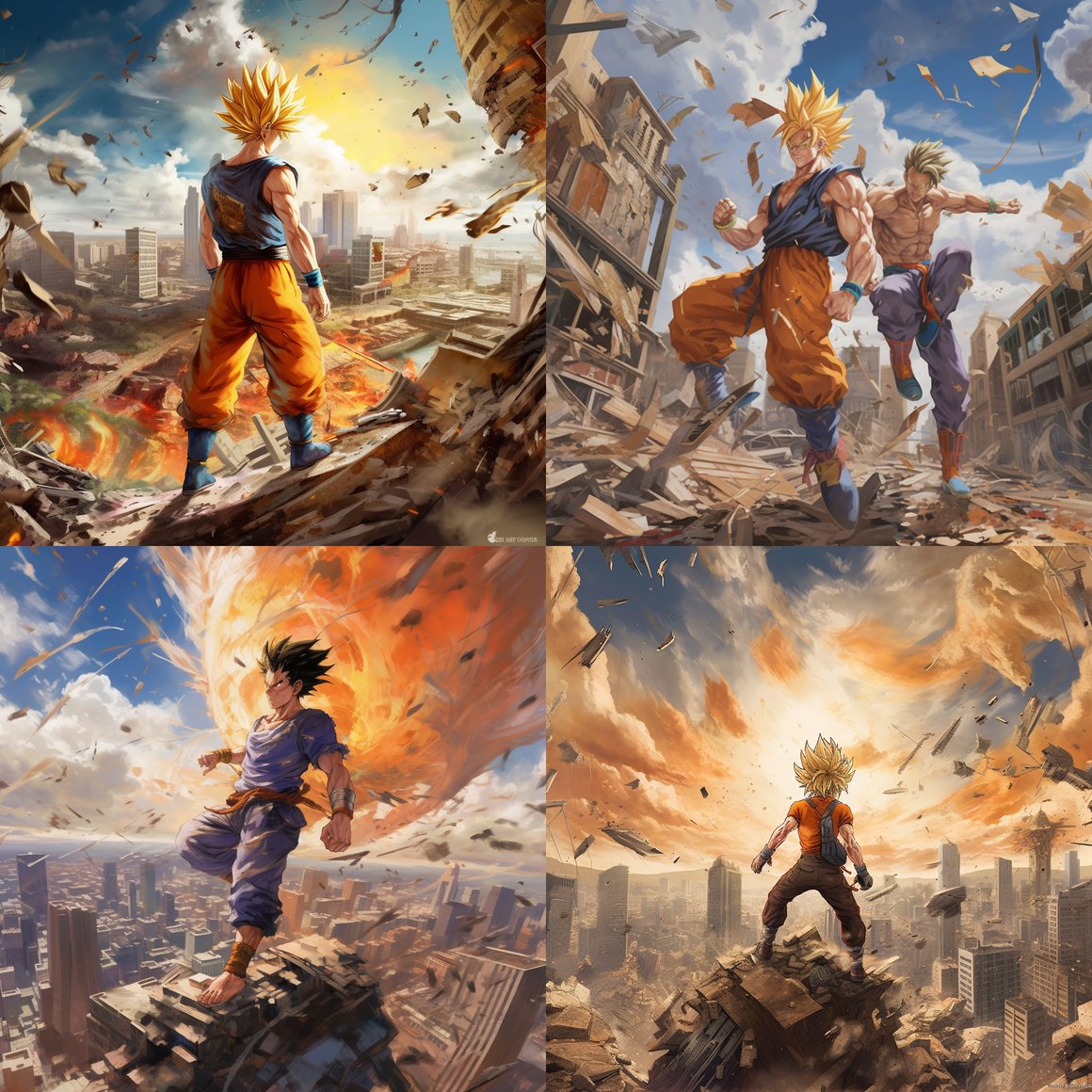 Clash of the Super Saiyans amid Ruin