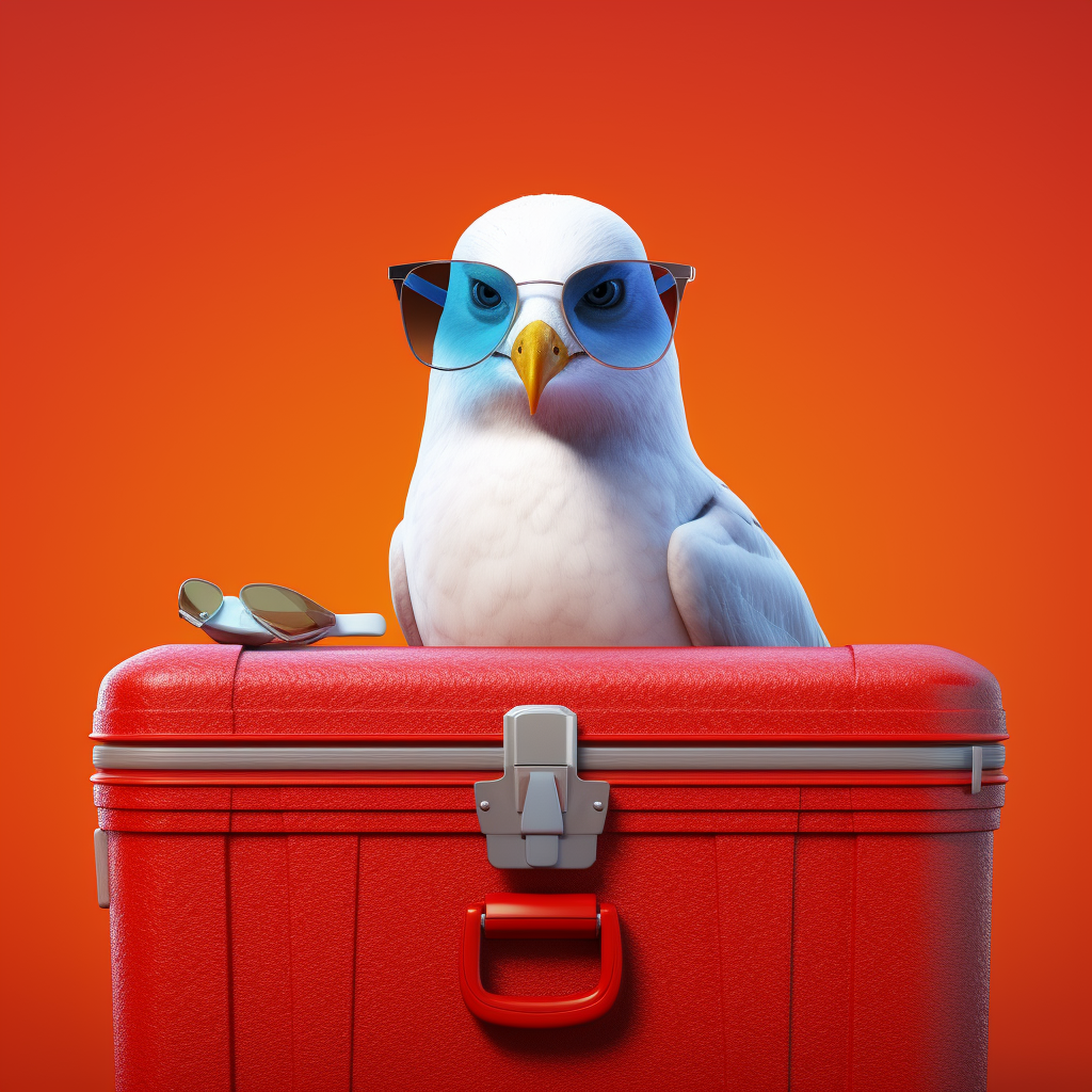Chilled Seagull Swagger: Mid-Journey Break in Vibrant 8K