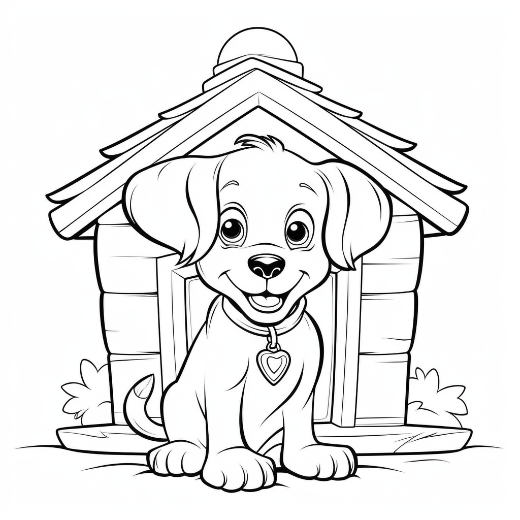 Chivi Cartoon Dog Kennel Coloring Page