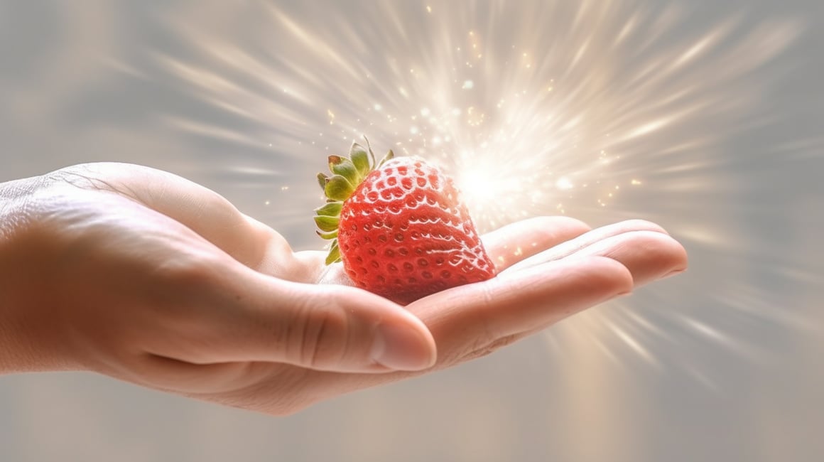 Handing Over Fresh Strawberries- A Mid-Journey Moment