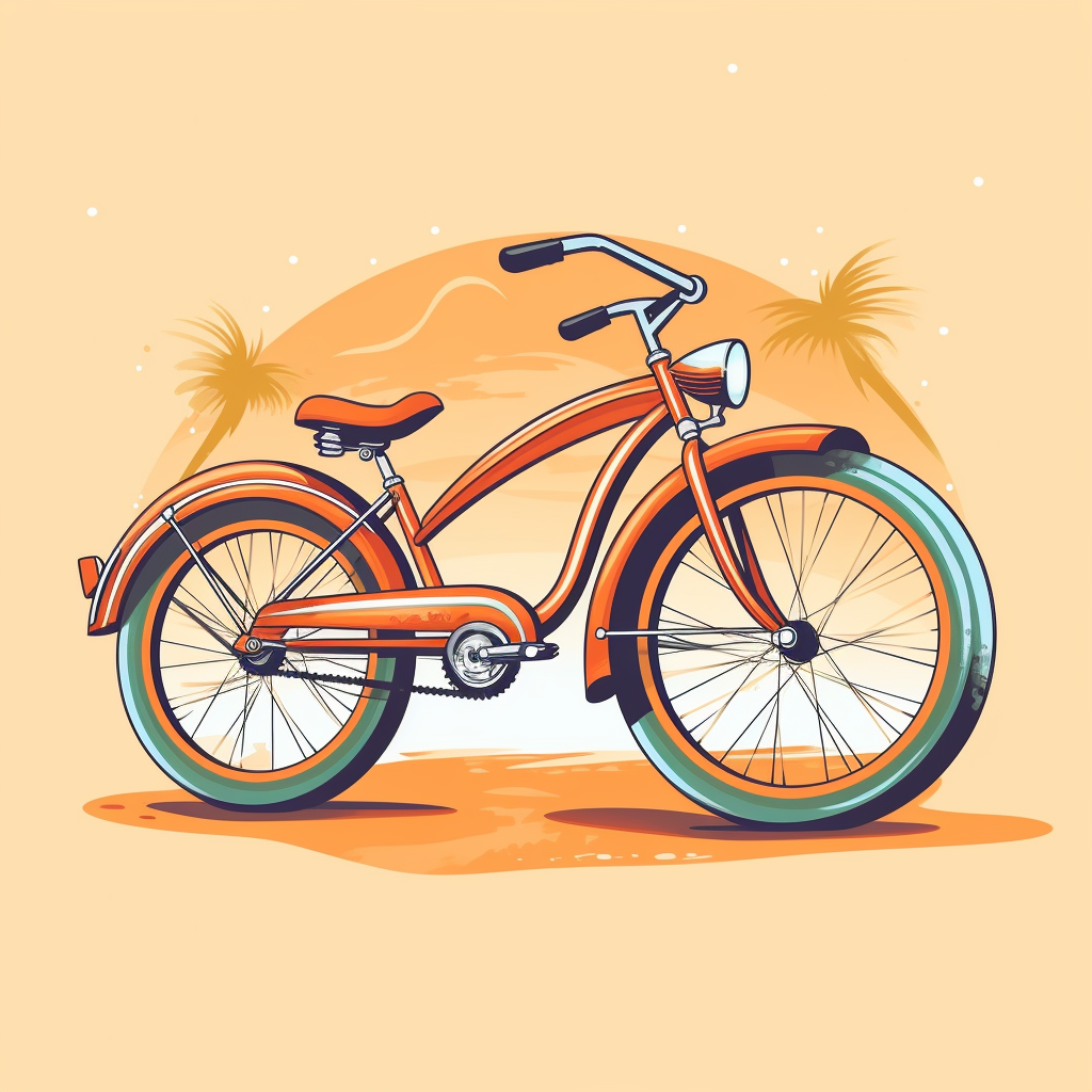 Retro Beach Cruiser Bike Vector Logo Art