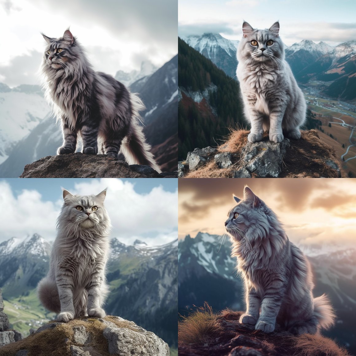 Summit Purr-suit: A Grey Feline's Mountain Adventure