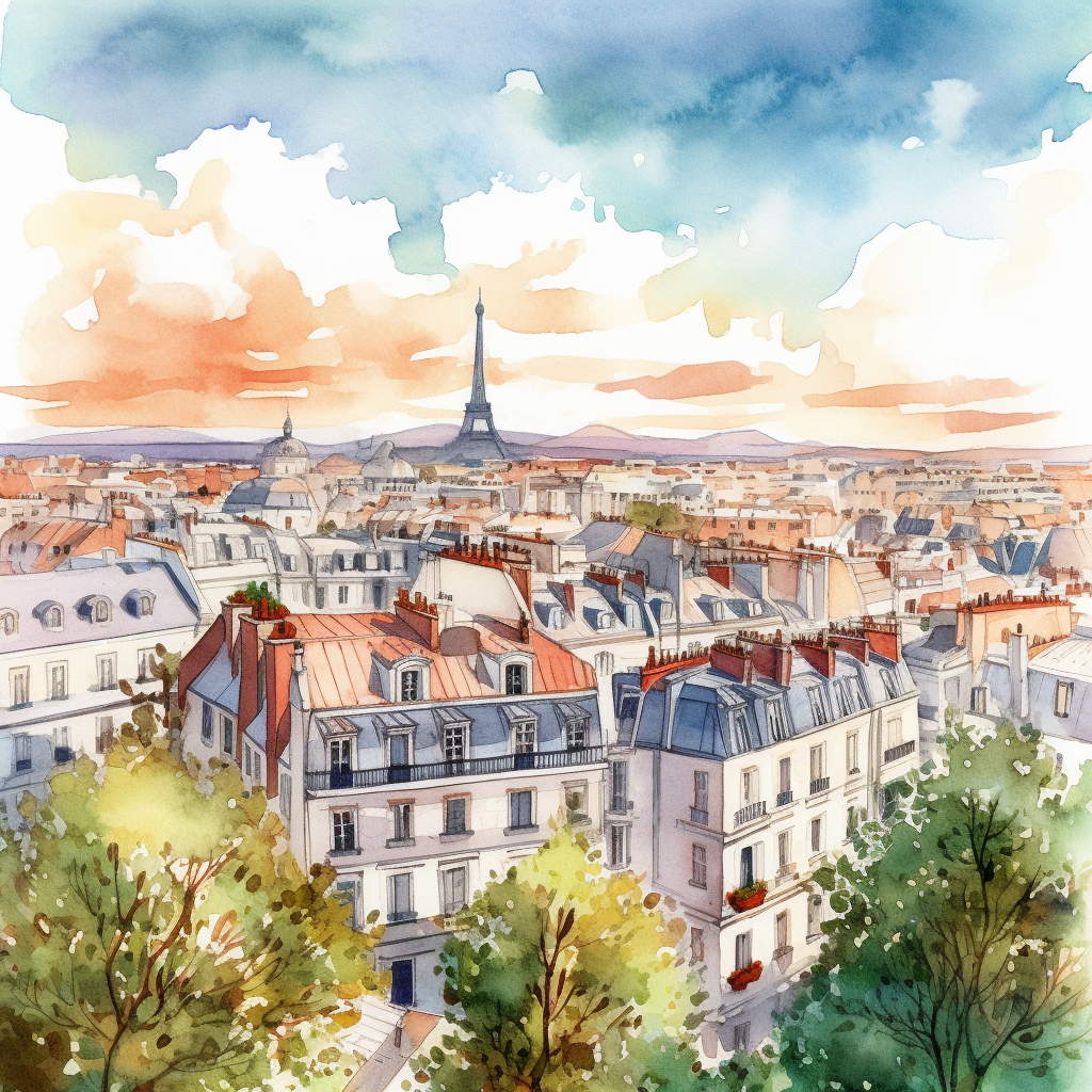 A Sunny Day Watercolor Journey in Children's Book Style