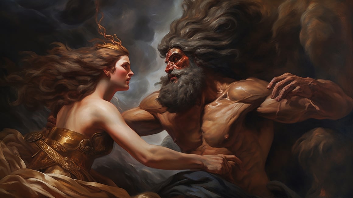 Clash of The Divine: Hera's Fury in Baroque Brilliance