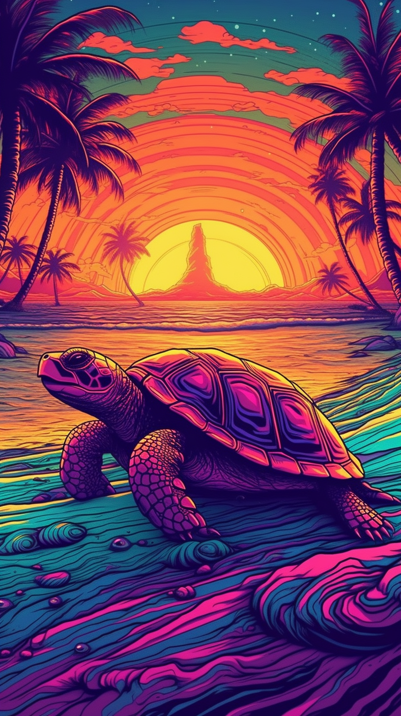 Neon Odyssey: Synth Wave Tortoise Voyage