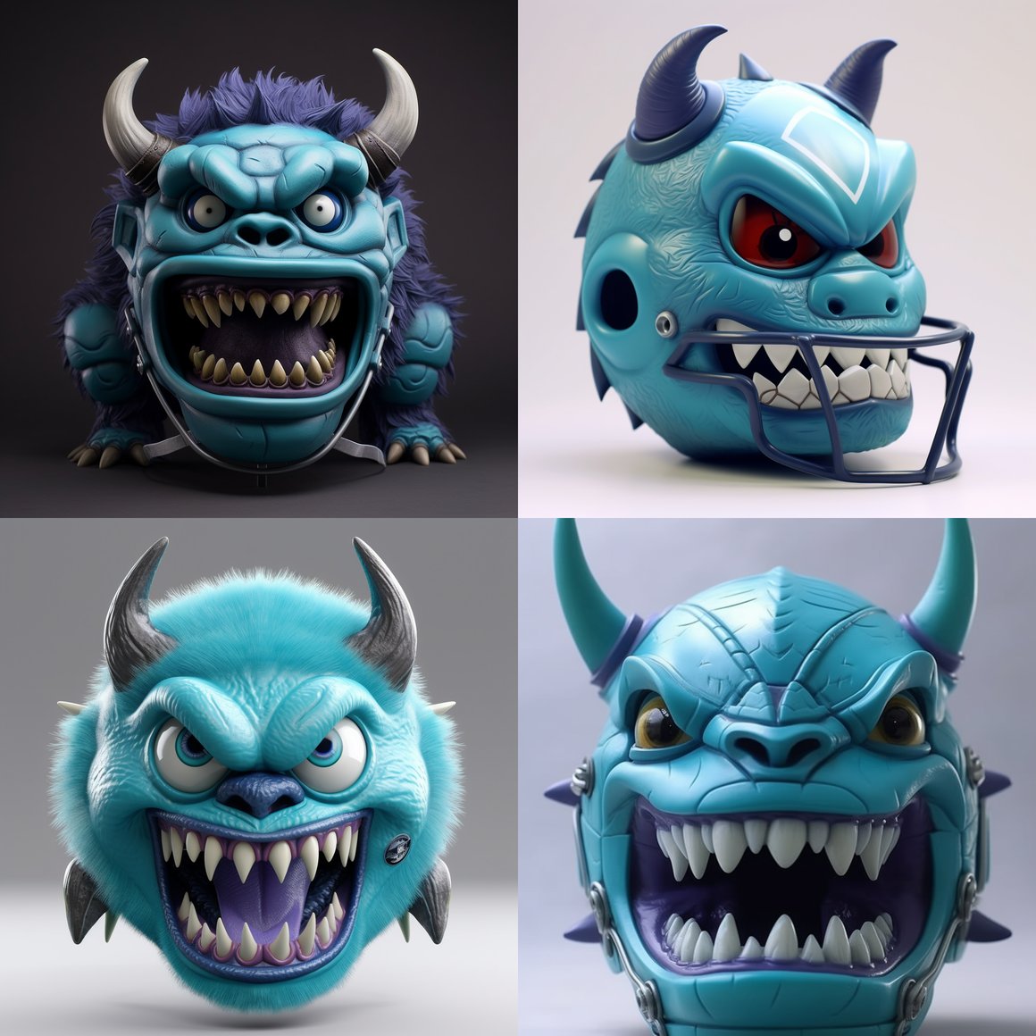 Sulley-Inspired, 3D Printed, Photorealistic American Football Helmet