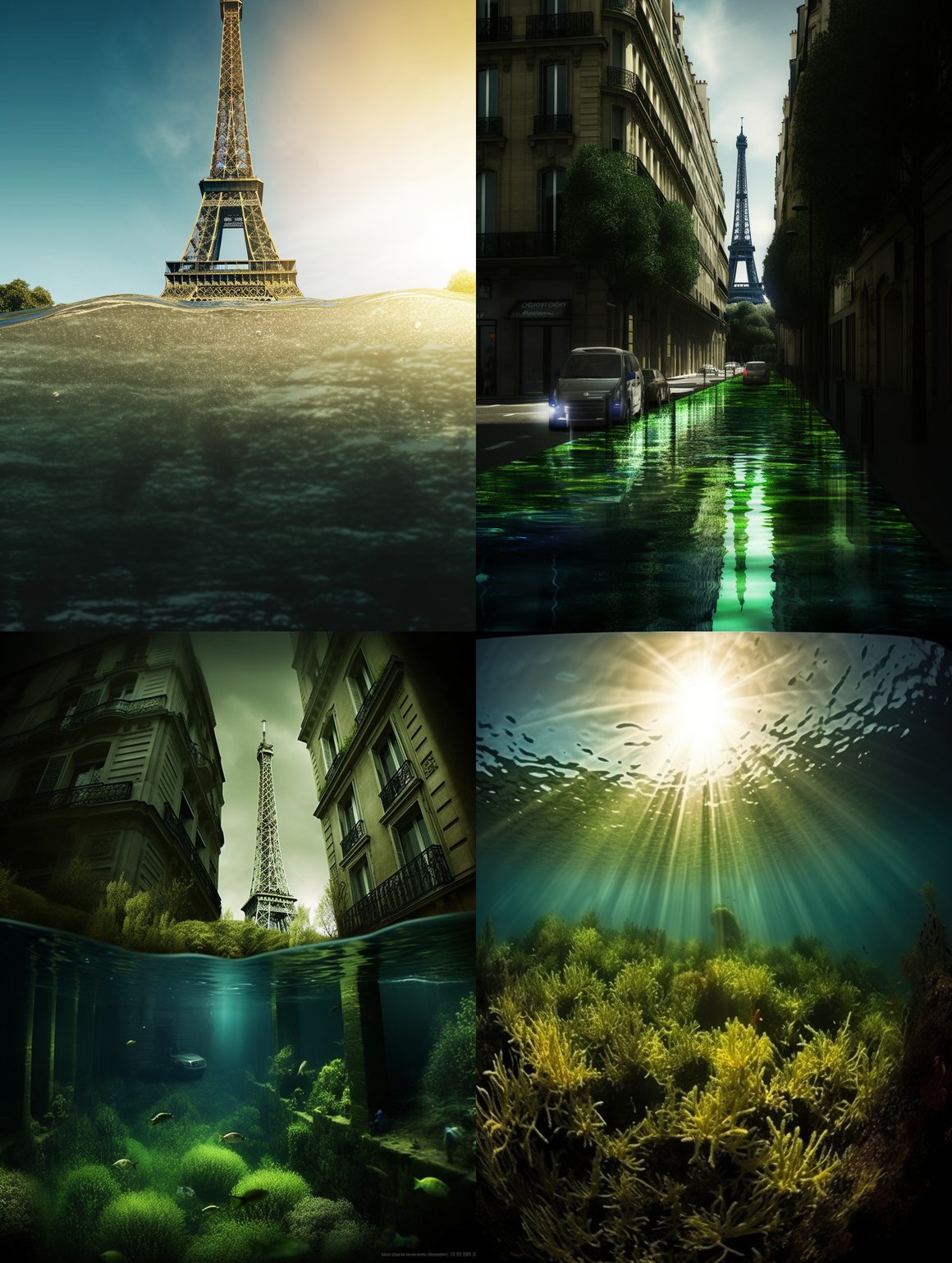 Submerged Paris: A Photorealistic Underwater Odyssey
