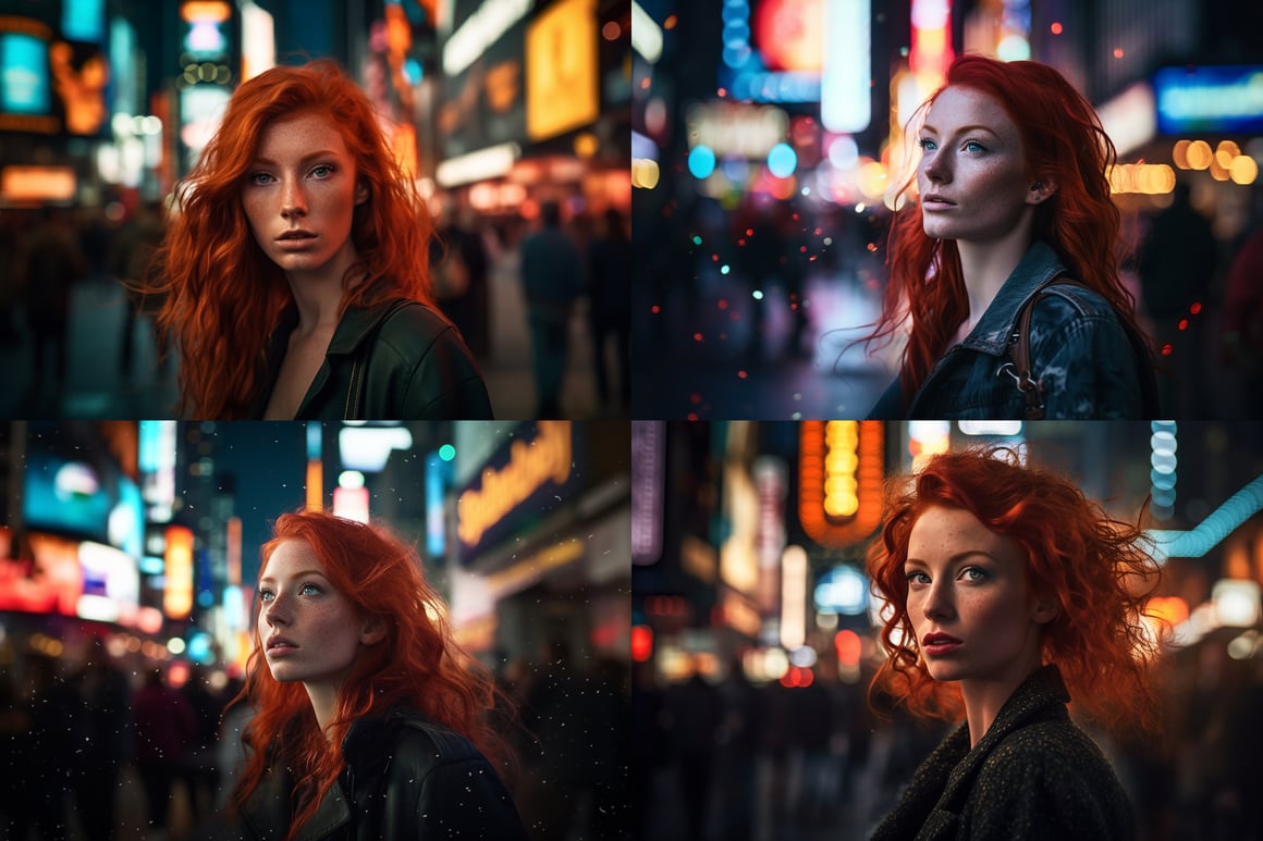 Neon Nights: A Redhead in Times Square