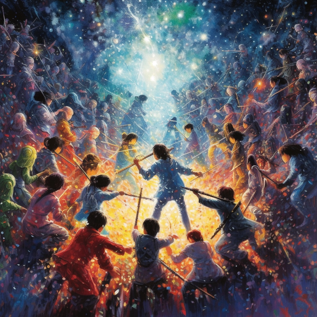 Harmony Clash: A Pointilistic Ghibli Journey in 4K