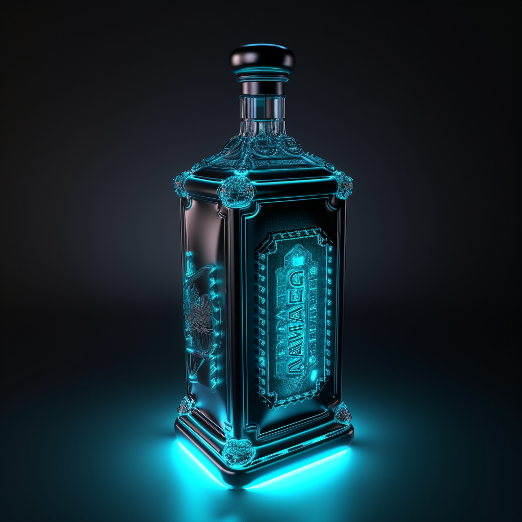 Retro-styled Gin Bottle with Glowing Blue LED Lights