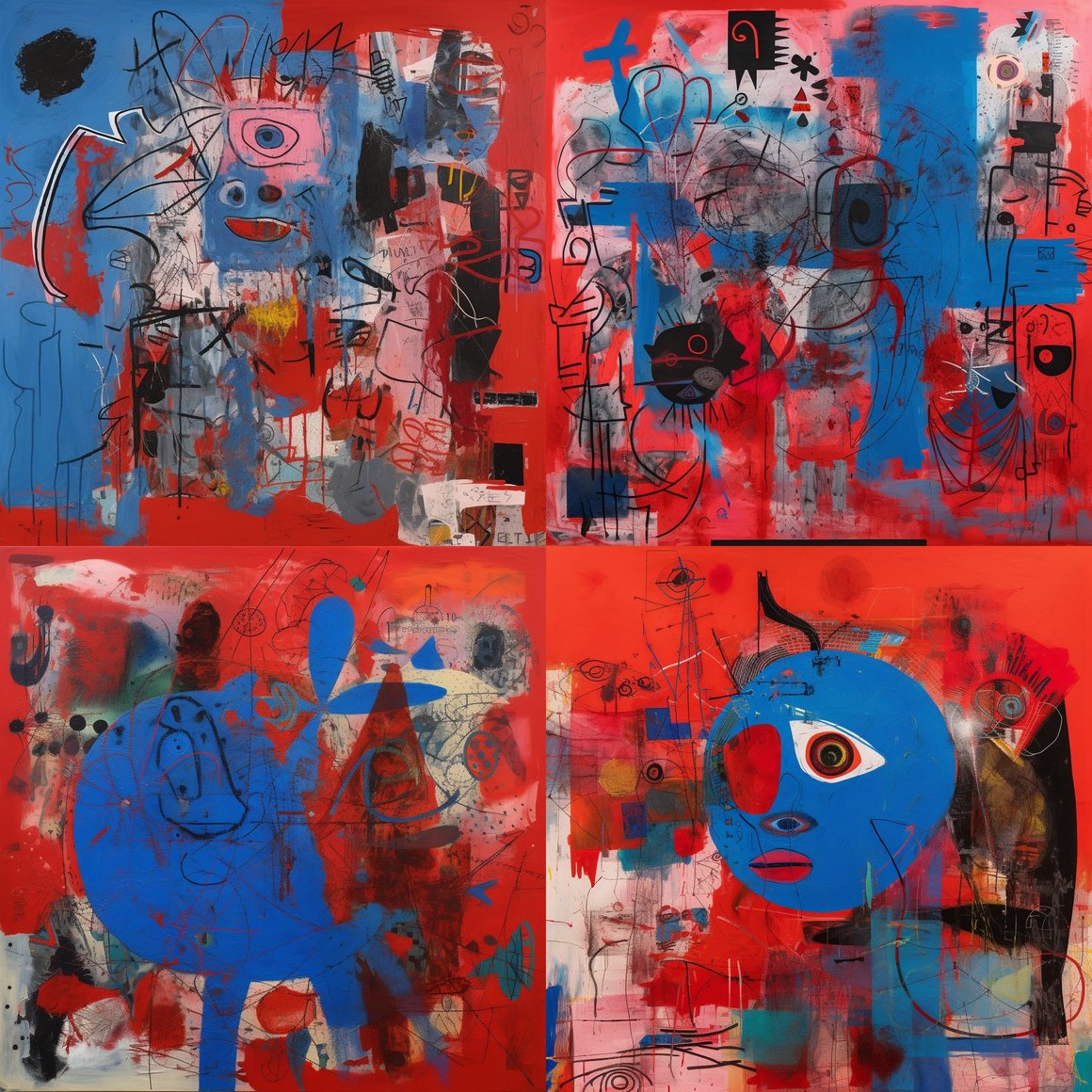 Artistic Fusion: Red Photos meets Blue Paintings