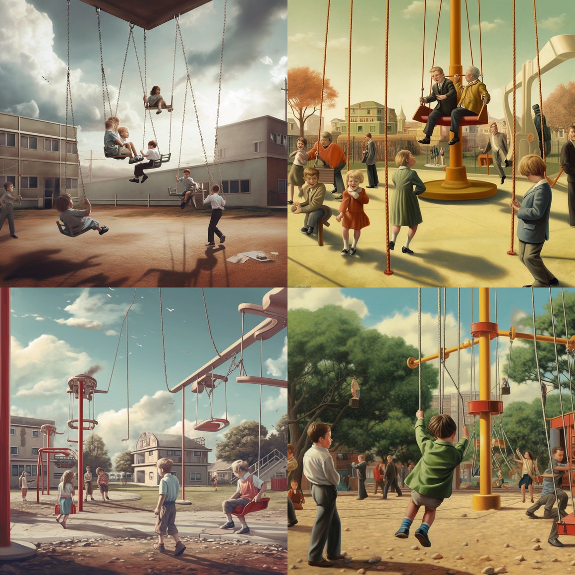 Children and Swings in Playgrounds