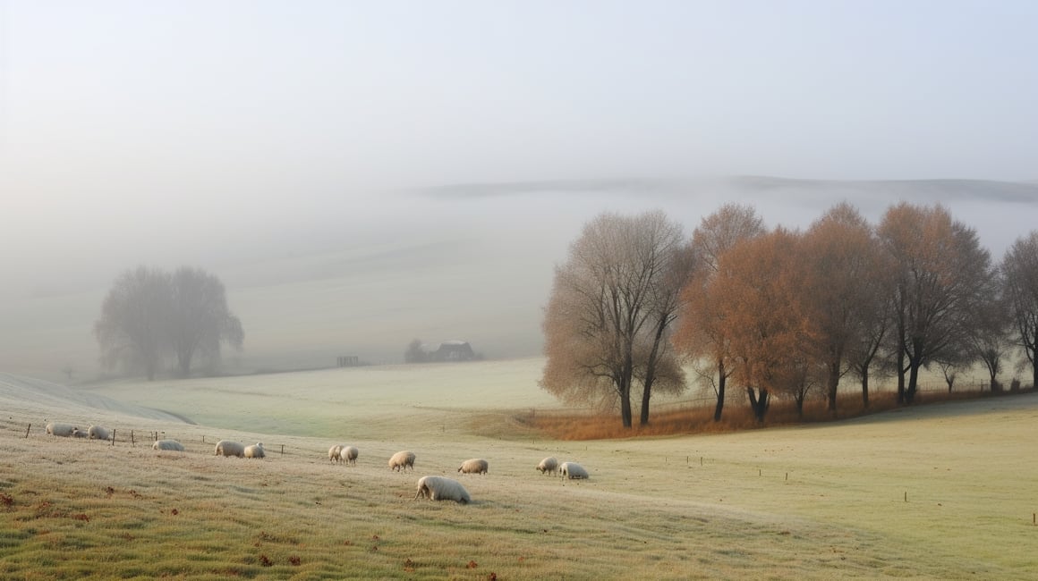Chilly Dawn: A Winter's Journey through the Countryside