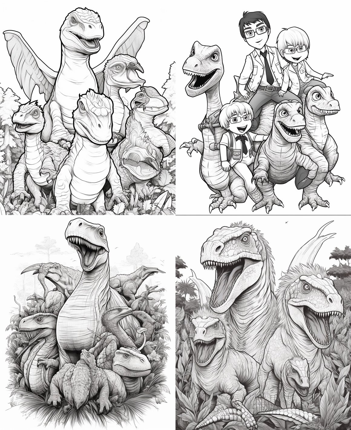 Hayao Miyazaki Dinosaur Adventure Coloring Page