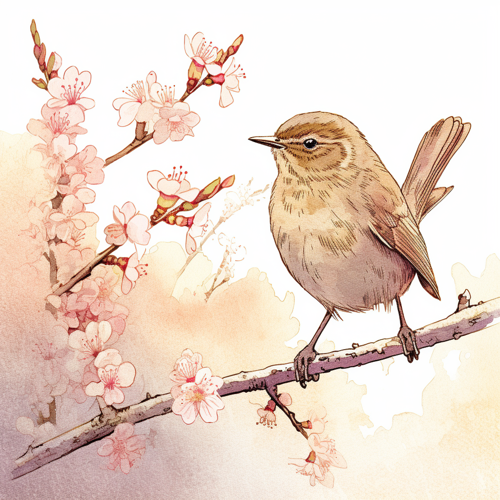 A Sunny Encounter with the Japanese Bush Warbler Amidst Plum Trees