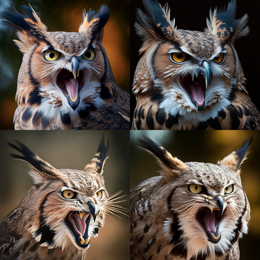 Halfway Transformation from Lynx to Great Horned Owl