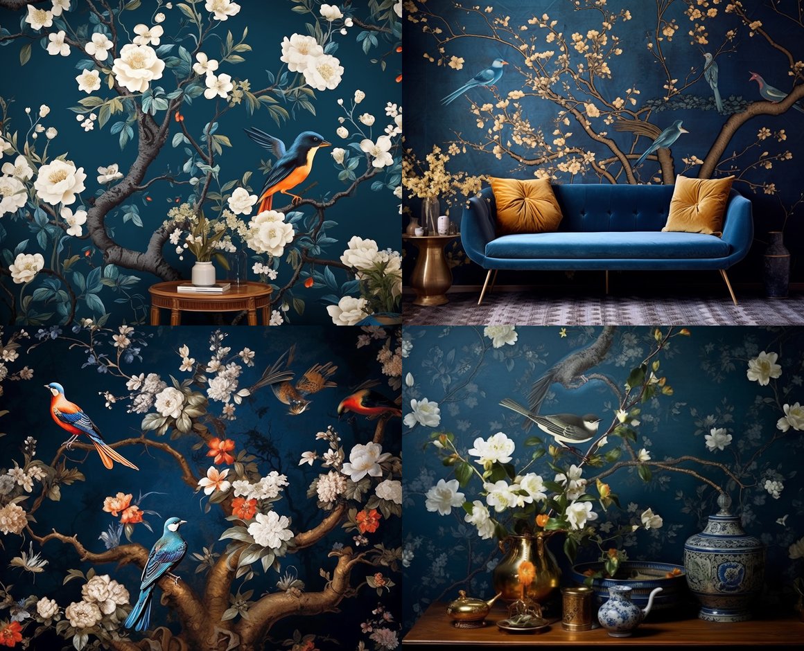 Midnight Blossoms Wallpaper Design Inspiration