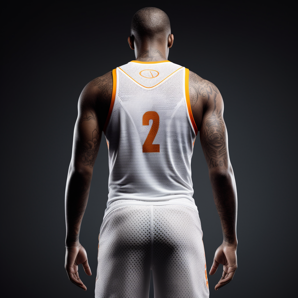 NBA Team White Basketball Jersey with Orange Detail Photography