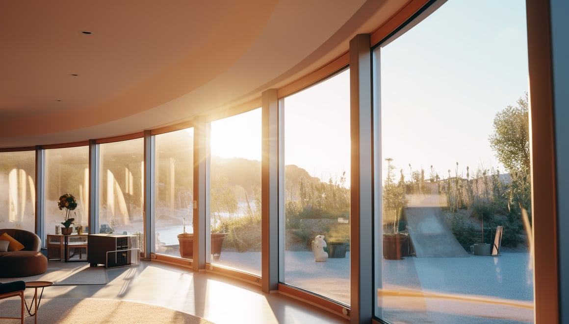 A Summer Sky Reflection through a Massive Window