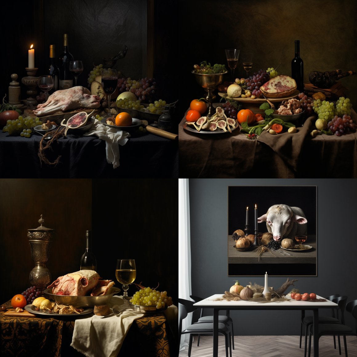 A Textured Caravaggio-Inspired Still Life with Lamb Meat