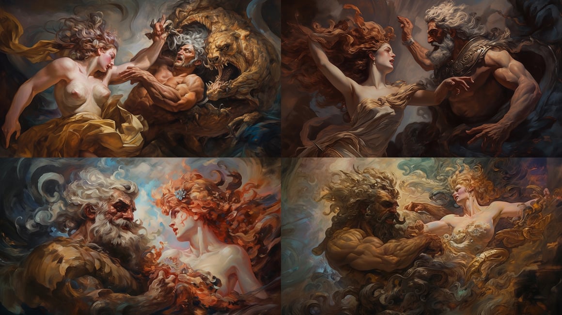 Clash of The Divine: Hera's Fury in Baroque Brilliance