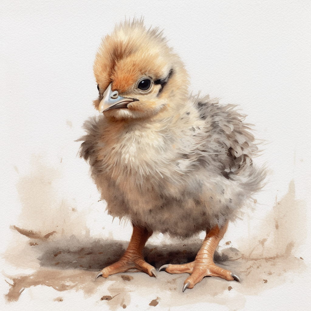 Detail-Intense Illustration of a Fancy Baby Hen Chick