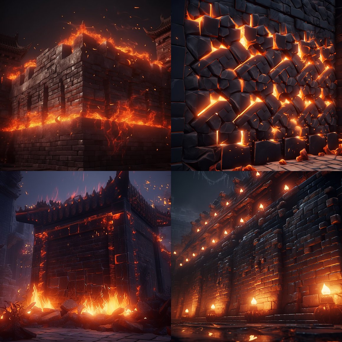 A Stylized Odyssey through China's Great Wall amidst Fire