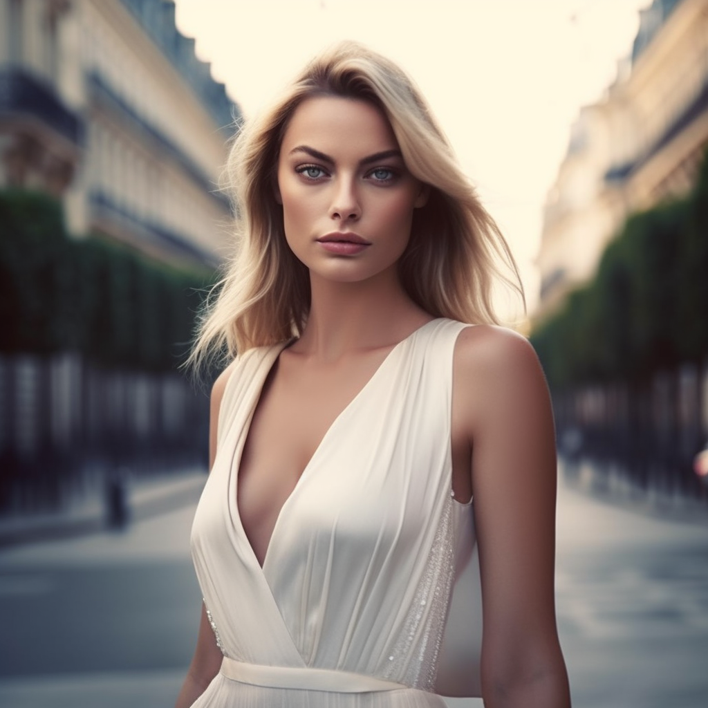 Mid-Trip Elegance: Margot Robbie in Vintage Chic in Paris