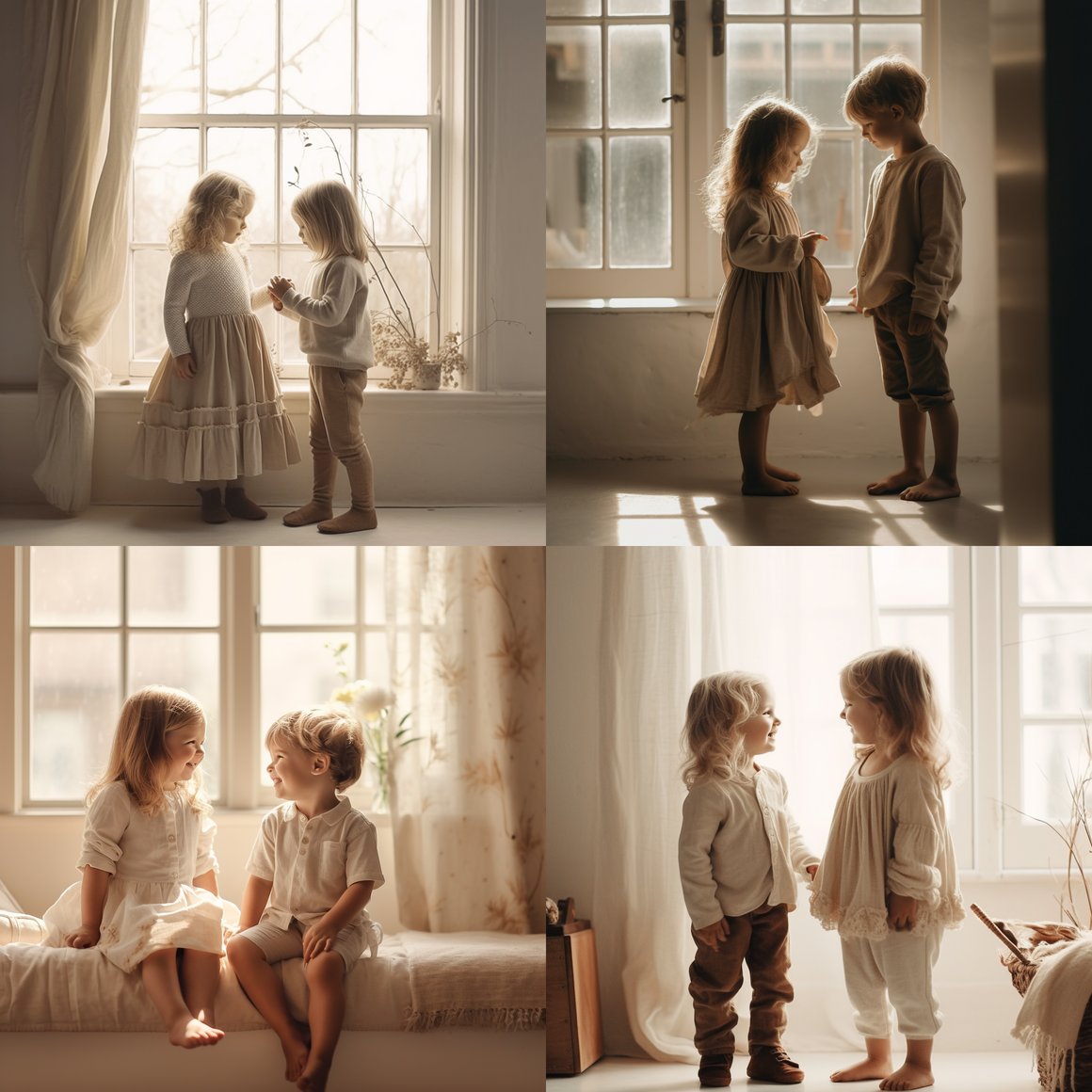 Children's Innocent Whispers in the Bright Room