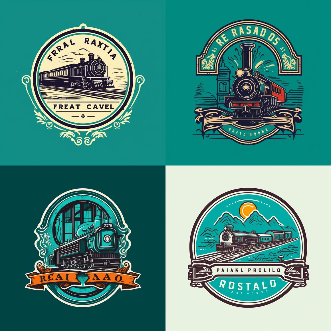 Classic Railway-Themed Restaurant Logo Design Progress