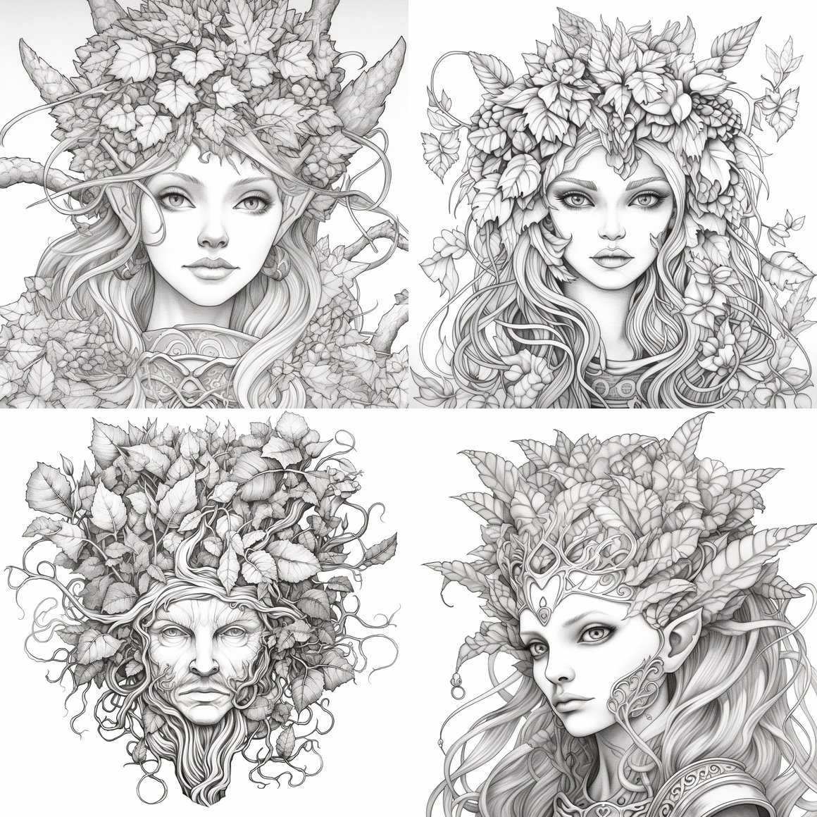 Enchanting Tree Elf Portrait Coloring Page Prompt | NeoPrompt