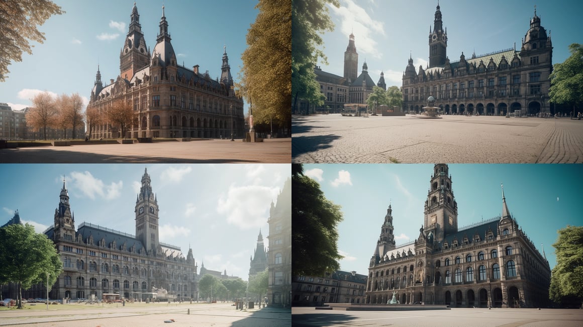 A Sunlit 1973 Hamburg Square Shot in 8K and Hyper Detail