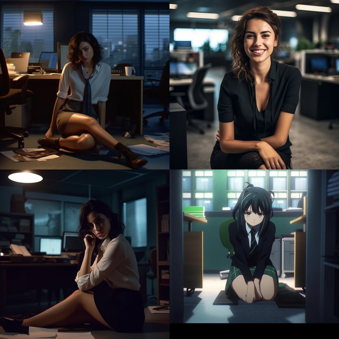 Midnight Break: Professional Office Lady in Stylish Outfit